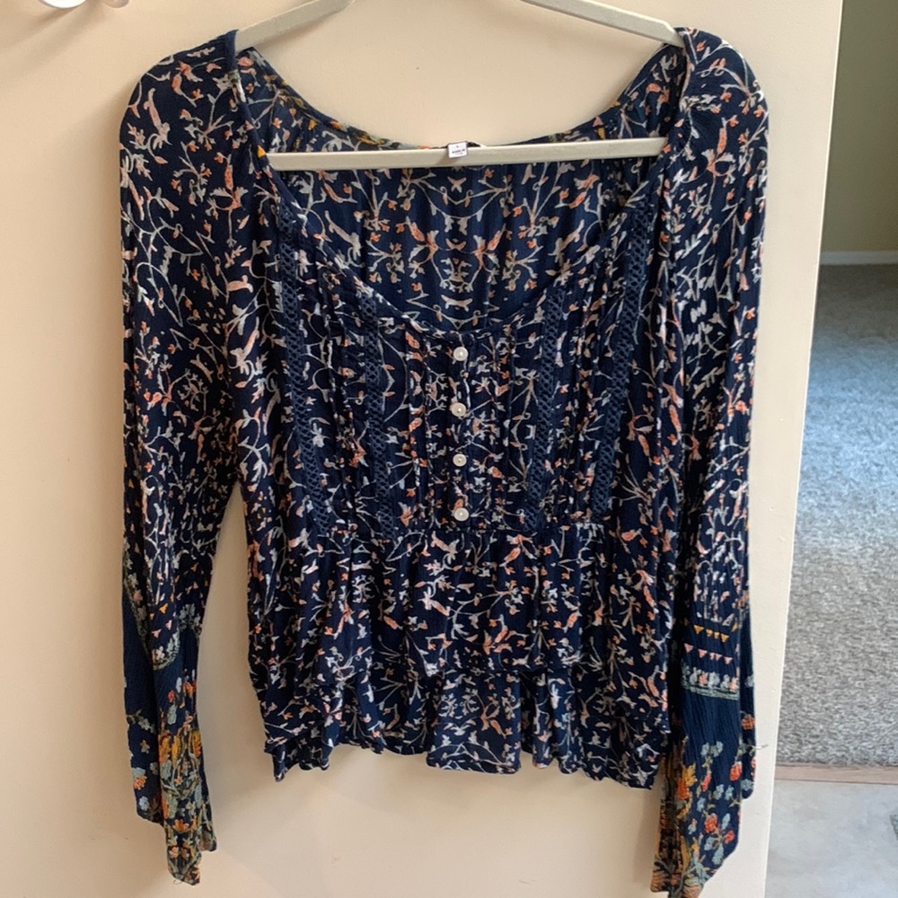 "Patrons Of Peace" Boho Floral Cropped Blouse